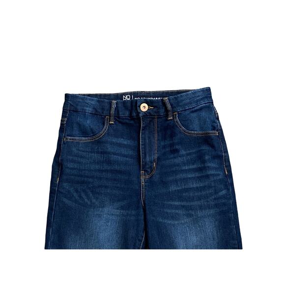 NO BOUNDARIES Womens Size 9 High Rise Skinny Raw Hem Dark Blue Jeans 26" Inseam - Picture 4 of 7